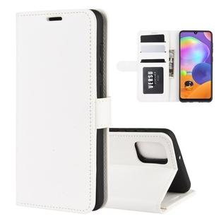 For  Galaxy A31 R64 Texture Single Horizontal Flip Protective Case with Holder & Card Slots & Wallet& Photo Frame(White)