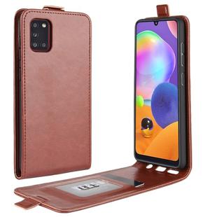 For Galaxy A31 R64 Texture Single Vertical Flip Leather Protective Case with Card Slots & Photo Frame(Brown)