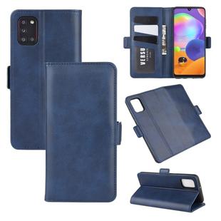 For Galaxy A31 Dual-side Magnetic Buckle Horizontal Flip Leather Case with Holder & Card Slots & Wallet(Dark Blue)
