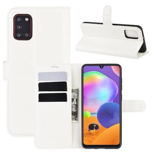 For Galaxy A31 Litchi Texture Horizontal Flip Protective Case with Holder & Card Slots & Wallet(White)