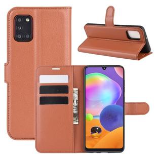 For Galaxy A31 Litchi Texture Horizontal Flip Protective Case with Holder & Card Slots & Wallet(Brown)