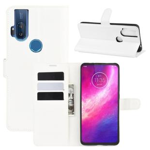 For Motorola One Hyper Litchi Texture Horizontal Flip Protective Case with Holder & Card Slots & Wallet(White)