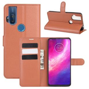 For Motorola One Hyper Litchi Texture Horizontal Flip Protective Case with Holder & Card Slots & Wallet(Brown)