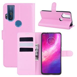 For Motorola One Hyper Litchi Texture Horizontal Flip Protective Case with Holder & Card Slots & Wallet(Pink)