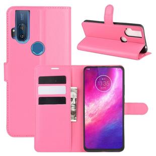 For Motorola One Hyper Litchi Texture Horizontal Flip Protective Case with Holder & Card Slots & Wallet(Rose red)