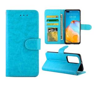 For Huawei P40 Crazy Horse Texture Leather Horizontal Flip Protective Case with Holder & Card Slots & Wallet & Photo Frame(baby Blue)