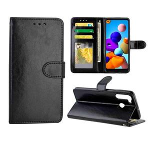 For Galaxy A21 Crazy Horse Texture Leather Horizontal Flip Protective Case with Holder & Card Slots & Wallet & Photo Frame(black)