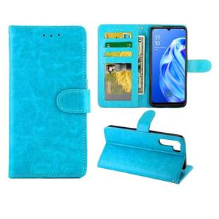 For OPPO A91/ F15(2020) Crazy Horse Texture Leather Horizontal Flip Protective Case with Holder & Card Slots & Wallet & Photo Frame(baby Blue)