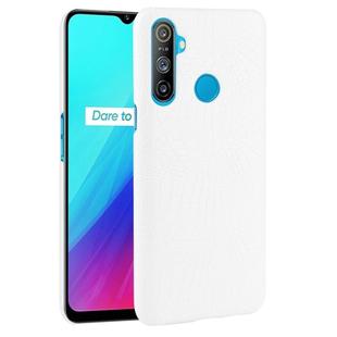 For OPPO Realme C3 with Fingerprint Hole Shockproof Crocodile Texture PC + PU Case(White)