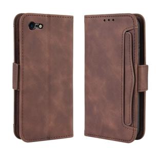 For iPhone SE 2022 / SE 2020 Wallet Style Skin Feel Calf Pattern Leather Case ，with Separate Card Slot(Brown)
