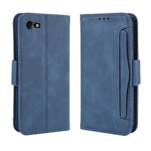 For iPhone SE 2022 / SE 2020 Wallet Style Skin Feel Calf Pattern Leather Case ，with Separate Card Slot(Blue)