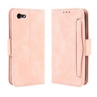 For iPhone SE 2022 / SE 2020 Wallet Style Skin Feel Calf Pattern Leather Case ，with Separate Card Slot(Pink)