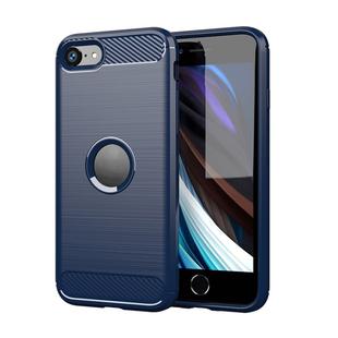 For  iPhone SE 2022 / SE 2020 Brushed Texture Carbon Fiber TPU Case(Navy Blue)
