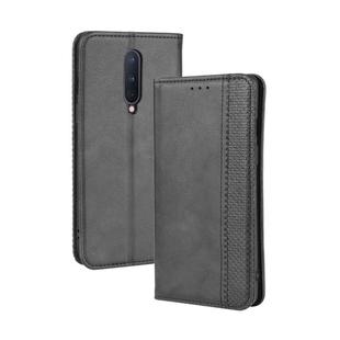 For OnePlus 8 Magnetic Buckle Retro Crazy Horse Texture Horizontal Flip Leather Case  , with Holder & Card Slots & Photo Frame(Black)