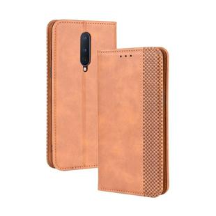For OnePlus 8 Magnetic Buckle Retro Crazy Horse Texture Horizontal Flip Leather Case  , with Holder & Card Slots & Photo Frame(Brown)