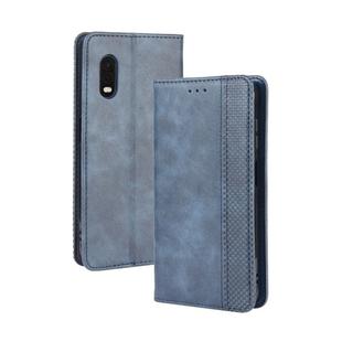 For Galaxy Xcover Pro Magnetic Buckle Retro Crazy Horse Texture Horizontal Flip Leather Case  , with Holder & Card Slots & Photo Frame(Blue)