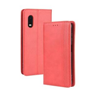 For Galaxy Xcover Pro Magnetic Buckle Retro Crazy Horse Texture Horizontal Flip Leather Case  , with Holder & Card Slots & Photo Frame(Red)