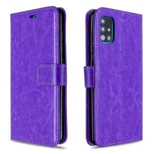 For Galaxy A51 Crazy Horse Texture Horizontal Flip Leather Case with Holder & Card Slots & Wallet & Photo Frame(Purple)