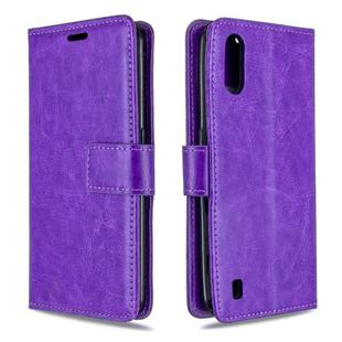 For Galaxy A01 Crazy Horse Texture Horizontal Flip Leather Case with Holder & Card Slots & Wallet & Photo Frame(purple)