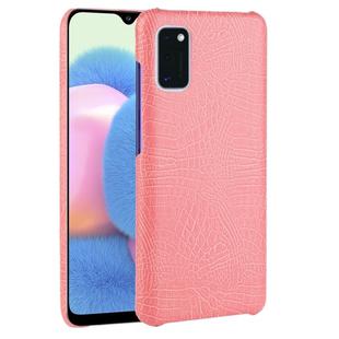 For Galaxy A41 Global Official Version Shockproof Crocodile Texture PC + PU Case(Pink)