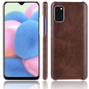 For Galaxy A41 Global Official Version Shockproof Litchi Texture PC + PU Case(Brown)