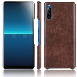 For Sony Xperia L4 Shockproof Litchi Texture PC + PU Case(Brown)