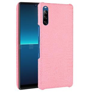 For Sony Xperia L4 Shockproof Crocodile Texture PC + PU Case(Pink)