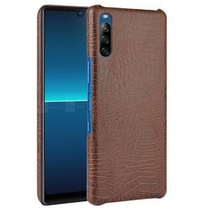 For Sony Xperia L4 Shockproof Crocodile Texture PC + PU Case(Brown)