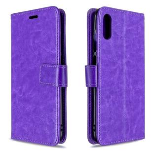 For Huawei Y6 Pro (2019)  Crazy Horse Texture Horizontal Flip Leather Case with Holder & Card Slots & Wallet & Photo Frame(purple)
