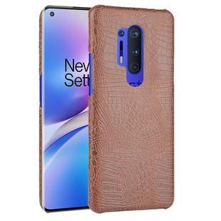 For OnePlus 8 Pro Shockproof Crocodile Texture PC + PU Case(Brown)