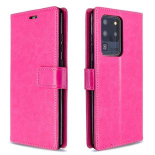 For Galaxy S20 Ultra Crazy Horse Texture Horizontal Flip Leather Case with Holder & Card Slots & Wallet & Photo Frame(Rose)