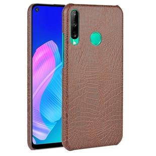 For Huawei P40 lite E/Y7p Shockproof Shockproof Crocodile Texture PC + PU Case(Brown)