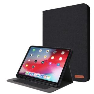 For iPad Pro 11(2020) Horizontal Flip TPU + Fabric PU Leather Protective Tablet Case with Name Card Clip(Black)