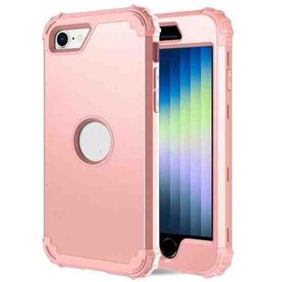For iPhone SE 2022 / SE 2020 Silicone + PC Three-piece Anti-drop Mobile Phone Protection Back Cover(Rose Gold)