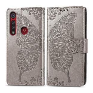 For Moto G8 Play  Butterfly Love Flower Embossed Horizontal Flip Leather Case with Bracket / Card Slot / Wallet / Lanyard(Gray)