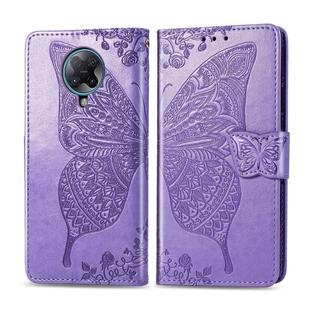 For Xiaomi Redmi K30 Pro Butterfly Love Flower Embossed Horizontal Flip Leather Case with Bracket / Card Slot / Wallet / Lanyard(Light Purple)