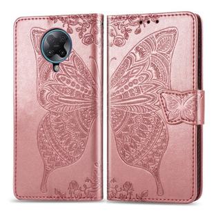 For Xiaomi Redmi K30 Pro Butterfly Love Flower Embossed Horizontal Flip Leather Case with Bracket / Card Slot / Wallet / Lanyard(Rose Gold)