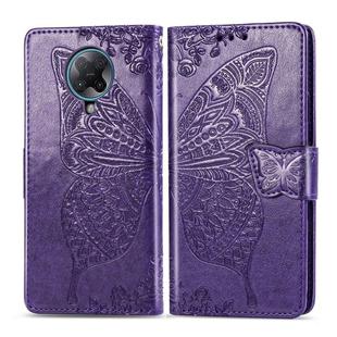 For Xiaomi Redmi K30 Pro Butterfly Love Flower Embossed Horizontal Flip Leather Case with Bracket / Card Slot / Wallet / Lanyard(Dark Purple)