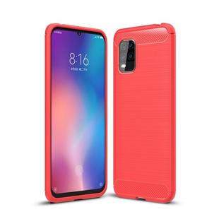 For Xiaomi 10 Lite Brushed Texture Carbon Fiber TPU Case(Red)