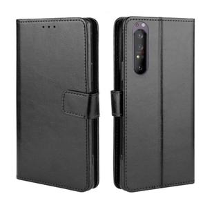 For Sony Xperia 1 II Retro Crazy Horse Texture Horizontal Flip Leather Case , with Holder & Card Slots & Photo Frame(Black)