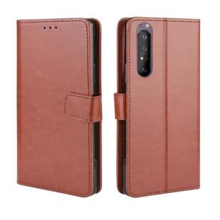 For Sony Xperia 1 II Retro Crazy Horse Texture Horizontal Flip Leather Case , with Holder & Card Slots & Photo Frame(Brown)