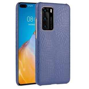 For Huawei P40 Shockproof Crocodile Texture PC + PU Case(Blue)