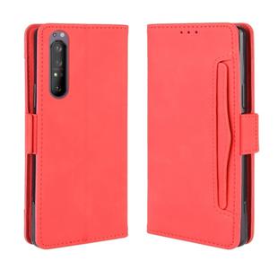 For Sony Xperia 1 II  Wallet Style Skin Feel Calf Pattern Leather Case ，with Separate Card Slot(Red)