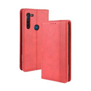 For Motorola Moto G8 Power Magnetic Buckle Retro Crazy Horse Texture Horizontal Flip Leather Case  , with Holder & Card Slots & Photo Frame(Red)