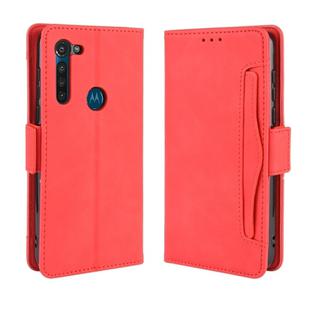 For Motorola Moto G8 Power Wallet Style Skin Feel Calf Pattern Leather Case ，with Separate Card Slot(Red)