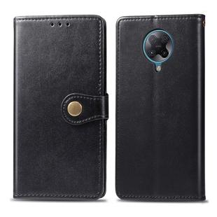 For Xiaomi Redmi K30 Pro Retro Solid Color Leather Buckle Phone Case with Lanyard & Photo Frame & Card Slot & Wallet & Stand Function(Black)