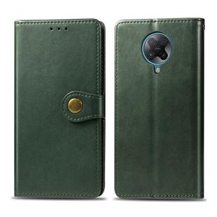 For Xiaomi Redmi K30 Pro Retro Solid Color Leather Buckle Phone Case with Lanyard & Photo Frame & Card Slot & Wallet & Stand Function(Green)