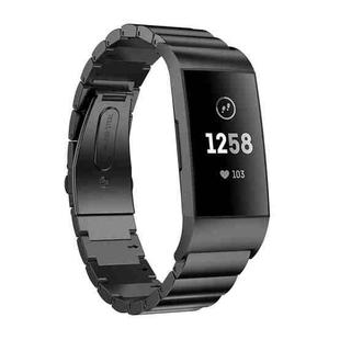 One Beads Slingshot Buckle Solid Stainless Steel Watch Band for Fitbit Charge 4(Black)