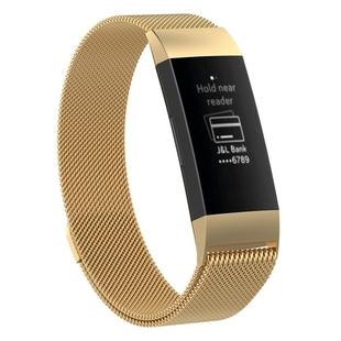 Stainless Steel Magnet Wrist Strap for FITBIT Charge 4， Large Size: 210x18mm(Gold)