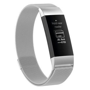 Stainless Steel Magnet Watch Band for FITBIT Charge 4， Large Size: 210x18mm(Silver)